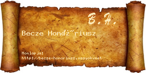 Becze Honóriusz névjegykártya
